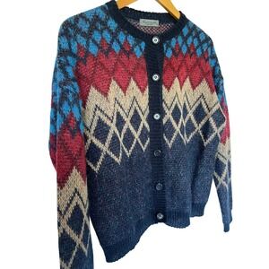 Anthropologie Elsamanda Italy Argyle Alpaca Mohair Grandpa Cardigan/Sweater